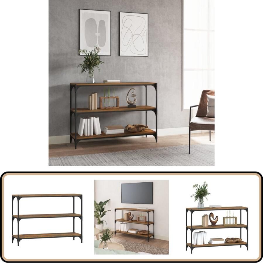 VidaXL Boekenkast 100x33x70 5 cm Eiken en Staal Boekenkast Boekenrek Bibliotheek Industrieel Interieur Houten Kast