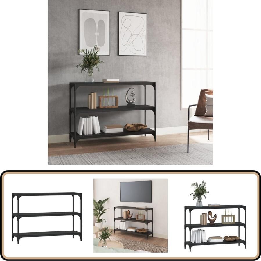 VidaXL Boekenkast 100x33x70 5 cm Zwart Hout en Staal Boekenkast Industrieel Interieur Opslagruimte Houten Kast Zwarte Kast Bibliotheek