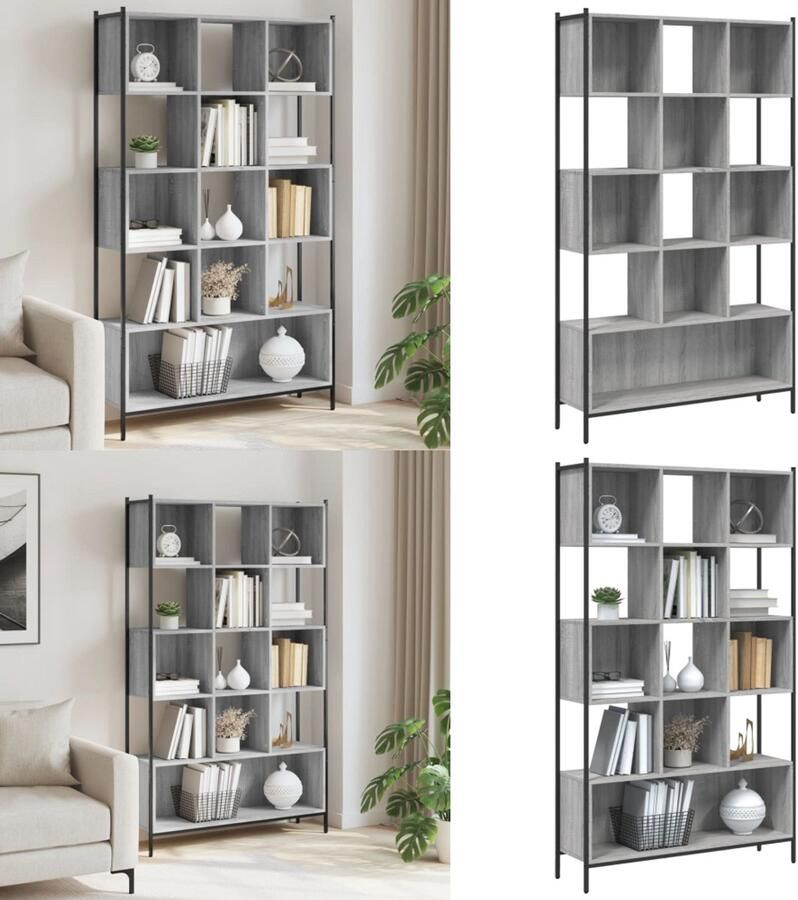 VidaXL Boekenkast 102x28x172 cm bewerkt hout grijs sonoma eikenkleurig Boekenkast Boekenkasten Boeken Plank Schappenkast