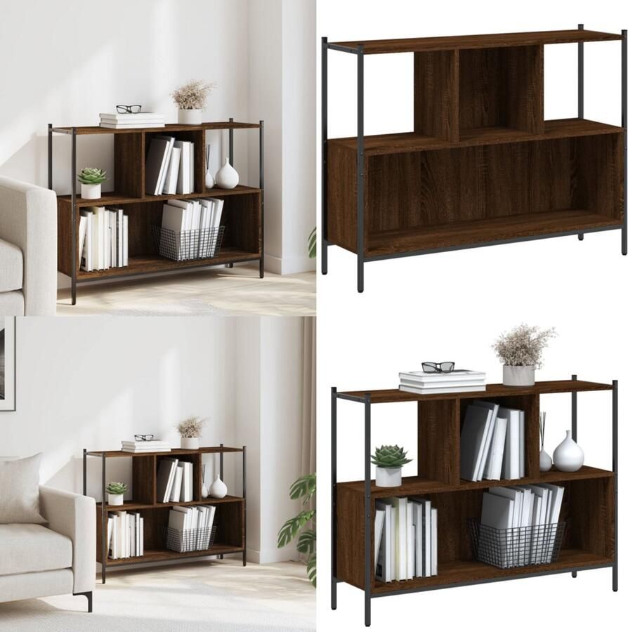 VidaXL Boekenkast 102x28x77 5 cm bewerkt hout bruin eikenkleur Boekenkast Boekenkasten Boeken Plank Schappenkast