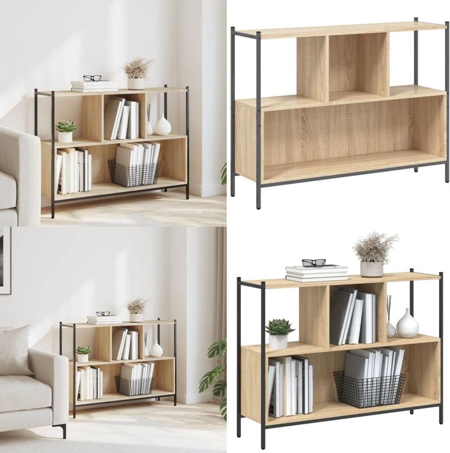 VidaXL Boekenkast 102x28x77 5 cm bewerkt hout sonoma eikenkleurig Boekenkast Boekenkasten Boeken Plank Schappenkast