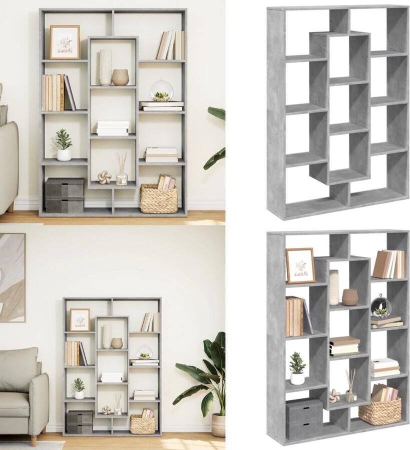 VidaXL Boekenkast 102x29x143 cm bewerkt hout betongrijs Boekenkast Boekenkasten Boeken Plank Schappenkast