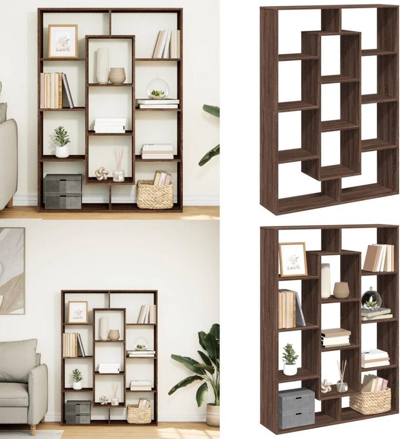 VidaXL Boekenkast 102x29x143 cm bewerkt hout bruin eikenkleur Boekenkast Boekenkasten Boeken Plank Schappenkast