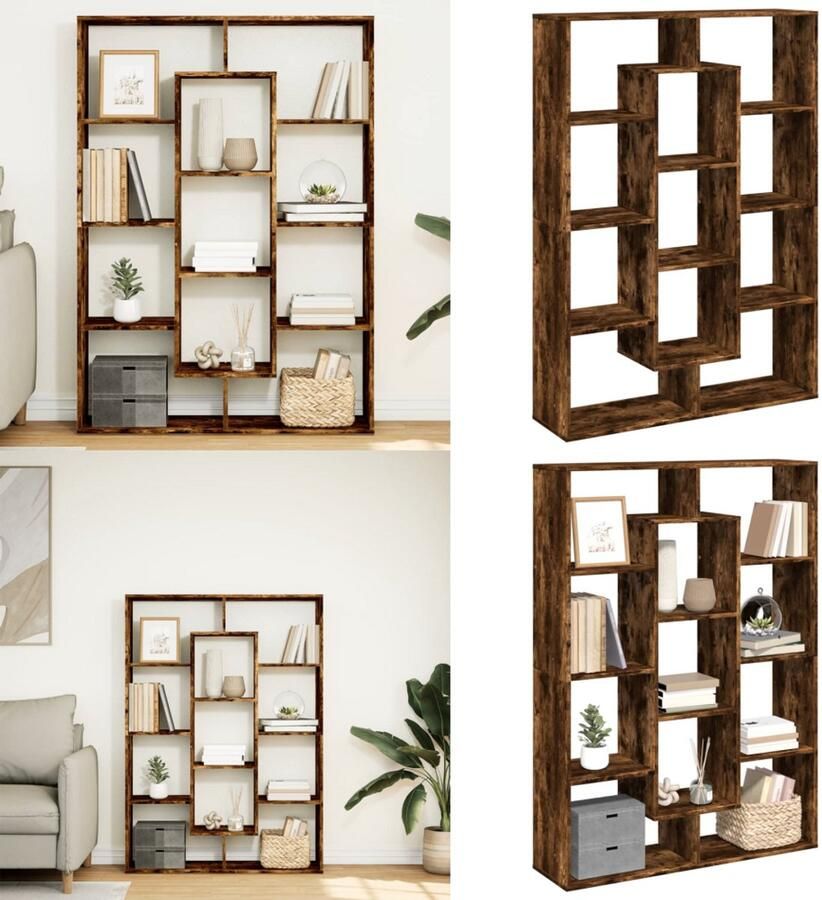 VidaXL Boekenkast 102x29x143 cm bewerkt hout gerookt eikenkleurig Boekenkast Boekenkasten Boeken Plank Schappenkast