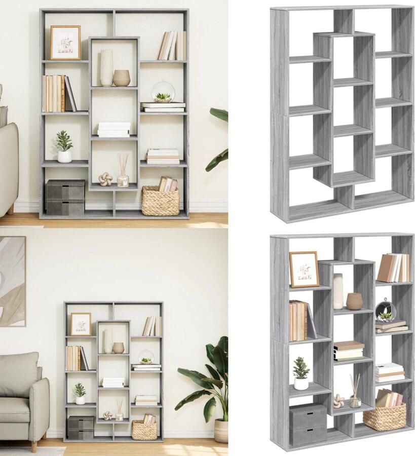 VidaXL Boekenkast 102x29x143 cm bewerkt hout grijs sonoma eikenkleurig Boekenkast Boekenkasten Boeken Plank Schappenkast