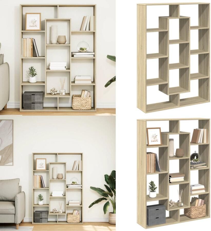 VidaXL Boekenkast 102x29x143 cm bewerkt hout sonoma eikenkleurig Boekenkast Boekenkasten Boeken Plank Schappenkast