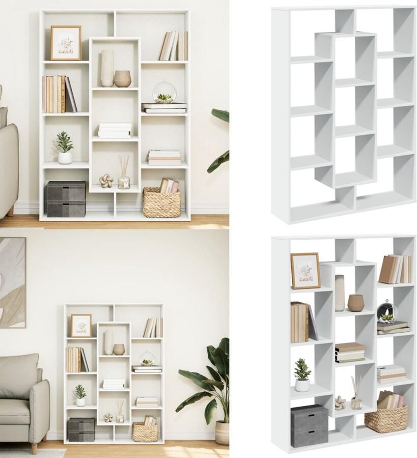 VidaXL Boekenkast 102x29x143 cm bewerkt hout wit Boekenkast Boekenkasten Boeken Plank Schappenkast