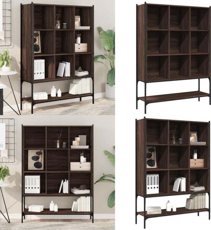 VidaXL Boekenkast 102x30x141 5 cm bewerkt hout bruin eikenkleur Boekenkast Boekenkasten Boeken Plank Schappenkast