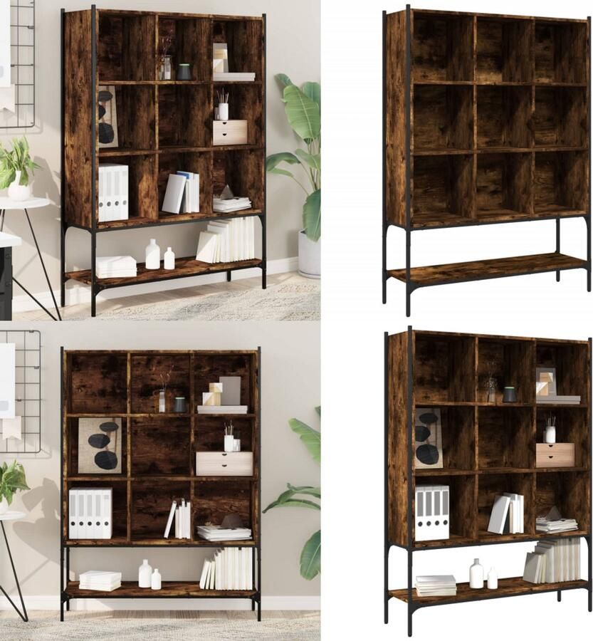 VidaXL Boekenkast 102x30x141 5 cm bewerkt hout gerookt eikenkleurig Boekenkast Boekenkasten Boeken Plank Schappenkast