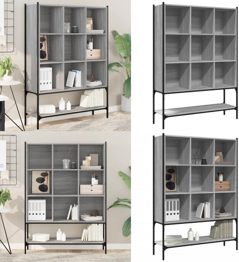 VidaXL Boekenkast 102x30x141 5 cm bewerkt hout grijs sonoma eikenkleur Boekenkast Boekenkasten Boeken Plank Schappenkast