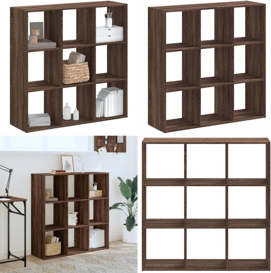 VidaXL Boekenkast 102x32x102 cm bewerkt hout bruin eikenkleur Boekenkast Boekenkasten Boeken Plank Schappenkast