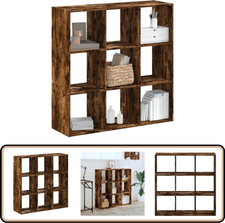 VidaXL Boekenkast 102x32x102 cm bewerkt hout gerookt eikenkleurig