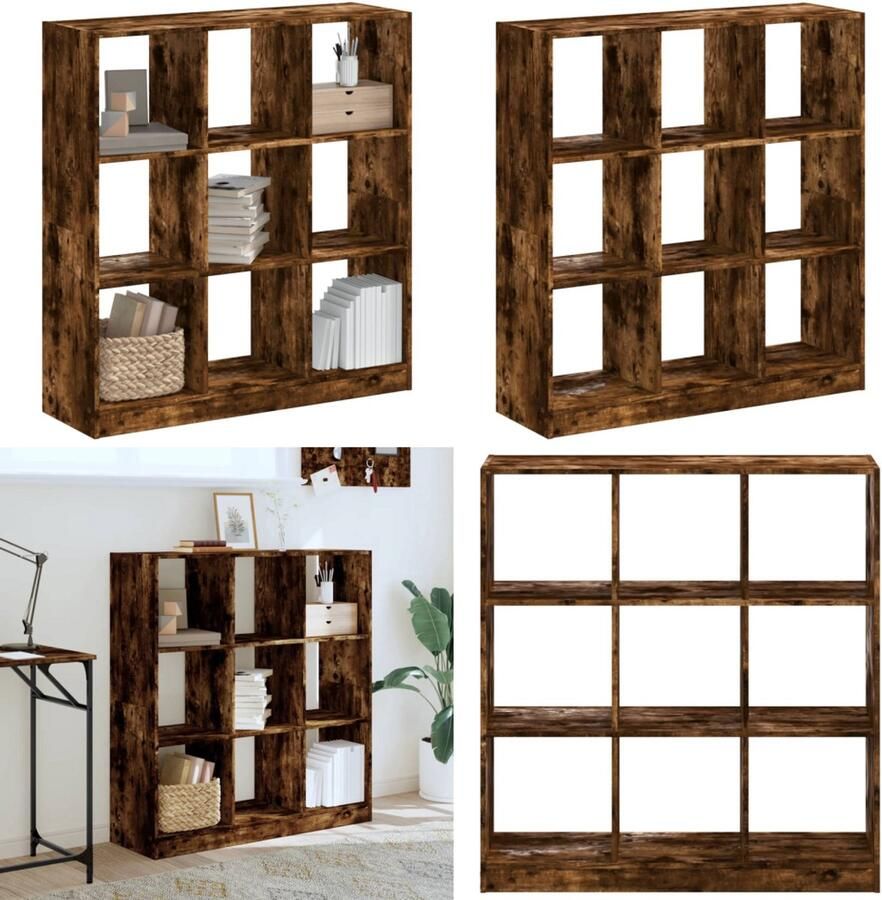 VidaXL Boekenkast 102x32x108 cm bewerkt hout gerookt eikenkleurig Boekenkast Boekenkasten Boeken Plank Schappenkast