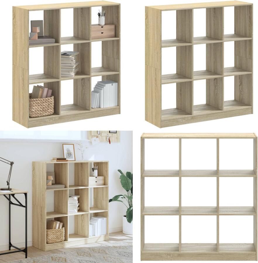 VidaXL Boekenkast 102x32x108 cm bewerkt hout sonoma eikenkleurig Boekenkast Boekenkasten Boeken Plank Schappenkast