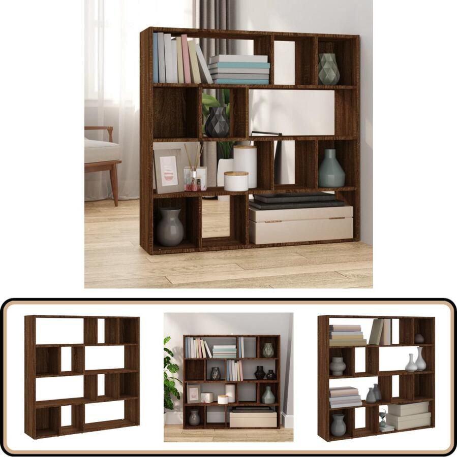 VidaXL Boekenkast 105x24x102 cm Bruin Eiken Boekenkast Room Divider Houten Boekenkast Bruine Eiken Boekenkast Opbergmeubilair