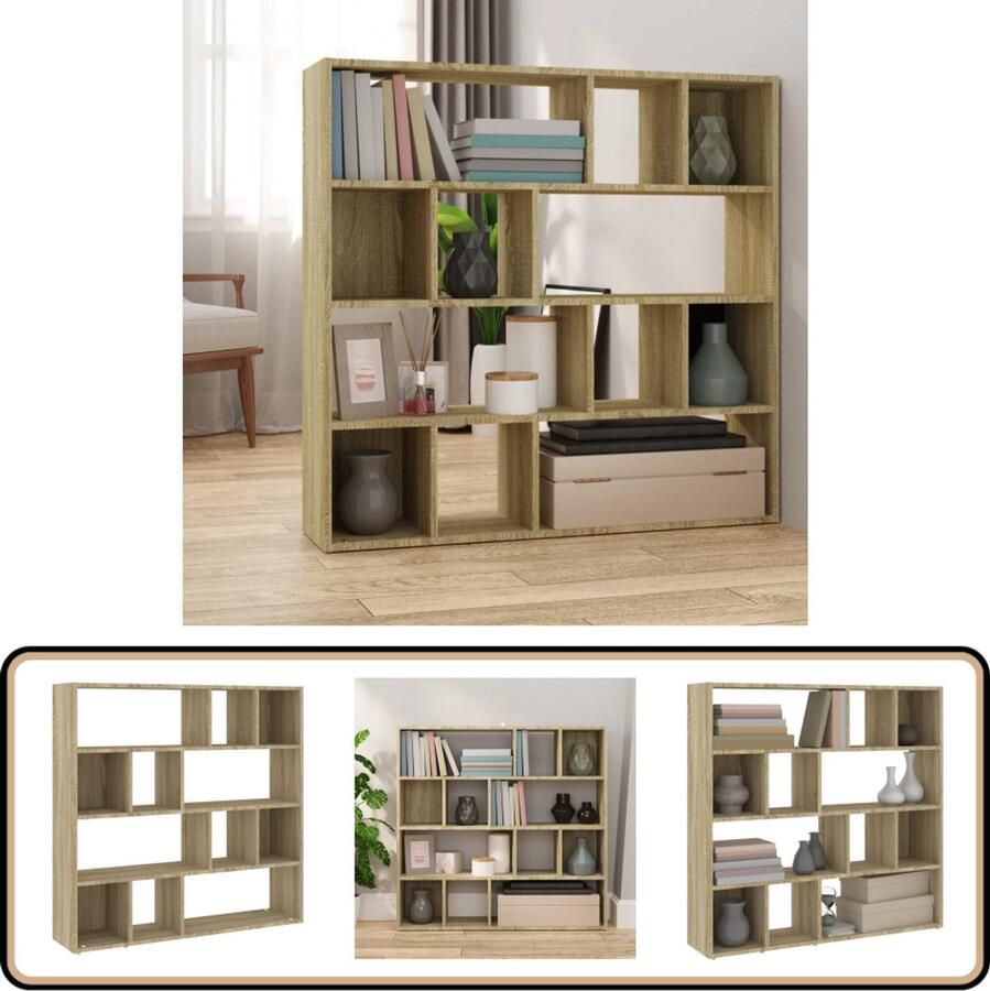 VidaXL -Boekenkast- -kamerscherm-105x24x102-cm-sonoma-eikenkleurig