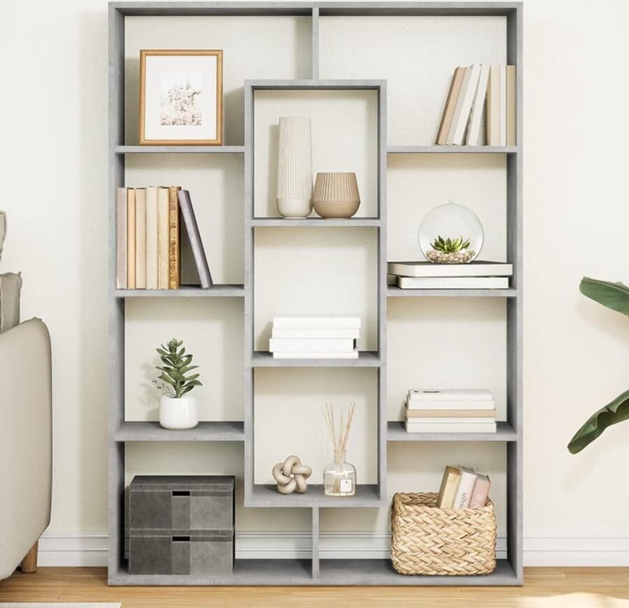 VidaXL Boekenkast 11 vakken 102x29x143 cm Grijs Boekenkast Boekenkasten Boeken Plank Schappenkast