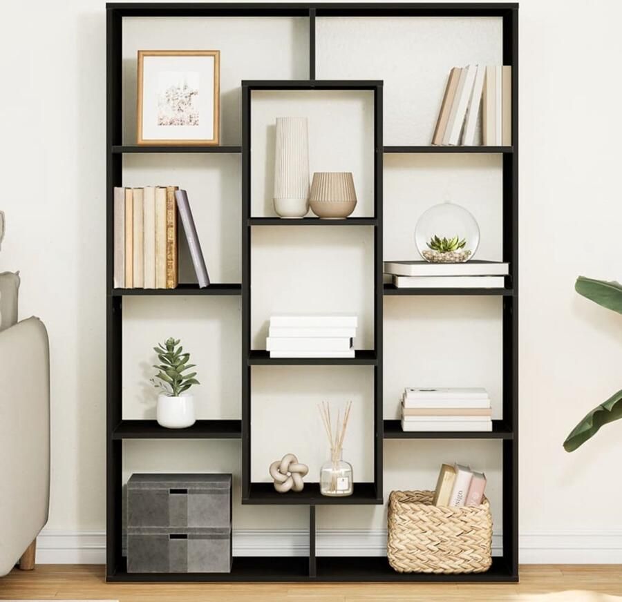 VidaXL Boekenkast 11 vakken 102x29x143 cm Zwart Boekenkast Boekenkasten Boeken Plank Schappenkast