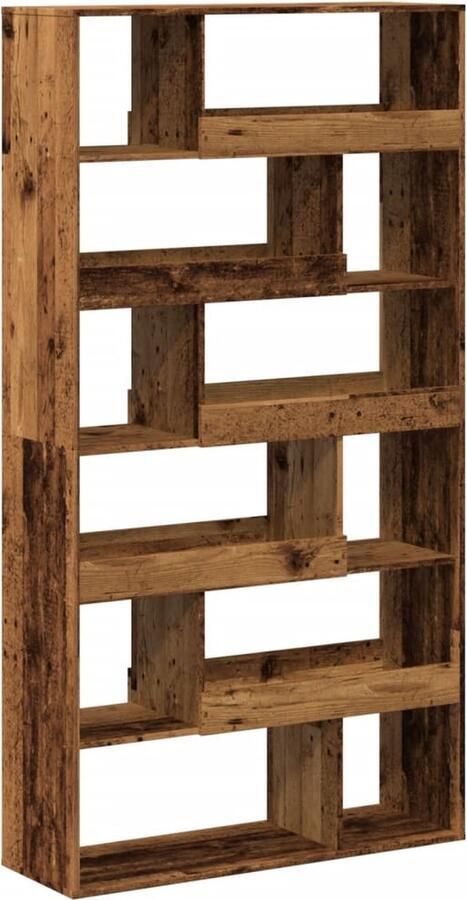 VidaXL Boekenkast 12 vakken Oud Houtkleurig Boekenkast Boekenkasten Boeken Plank Schappenkast