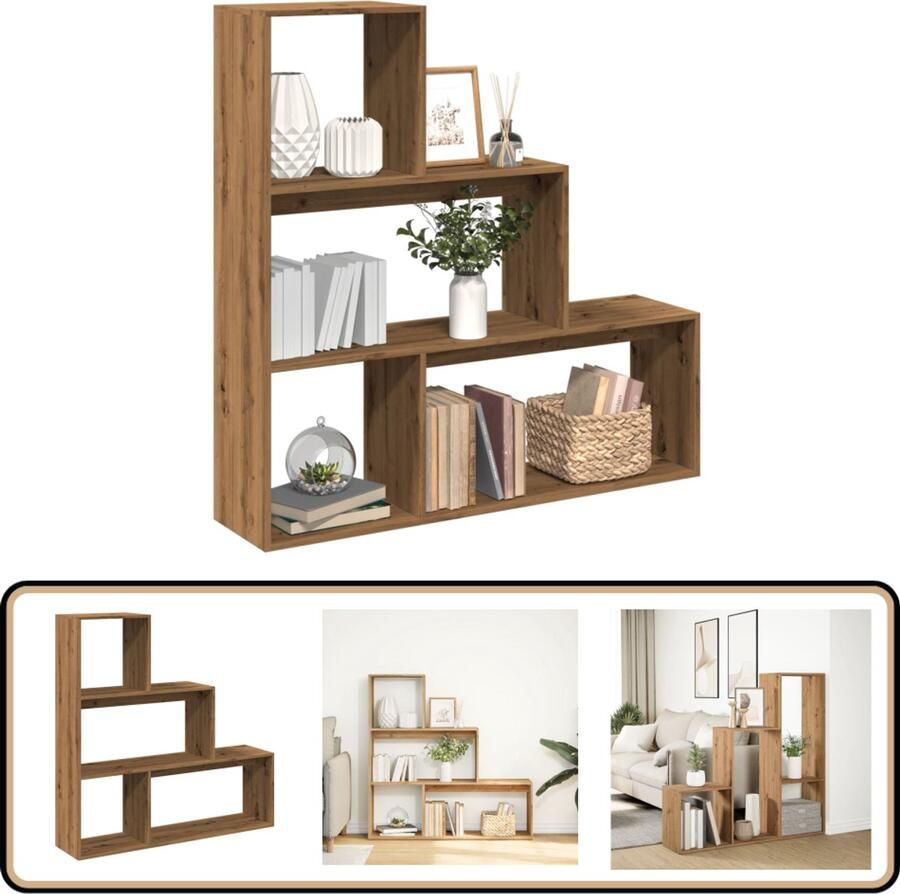 VidaXL Boekenkast 123x29x123 cm Artisan Eiken Boekenkast Boekenkasten Boeken Plank Schappenkast