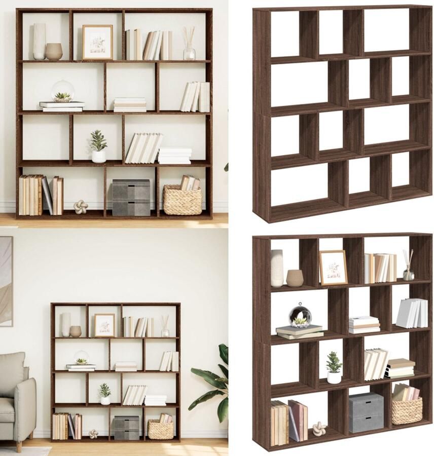 VidaXL Boekenkast 132x29x141 5 cm bewerkt hout bruin eikenkleur Boekenkast Boekenkasten Boeken Plank Schappenkast