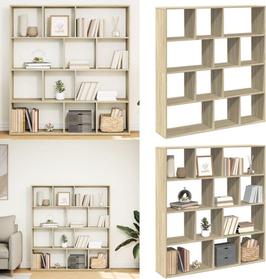 VidaXL Boekenkast 132x29x141 5 cm bewerkt hout sonoma eikenkleurig Boekenkast Boekenkasten Boeken Plank Schappenkast