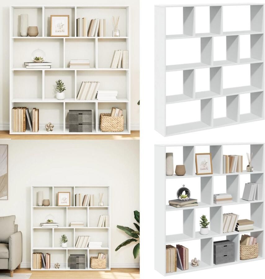 VidaXL Boekenkast 132x29x141 5 cm bewerkt hout wit Boekenkast Boekenkasten Boeken Plank Schappenkast