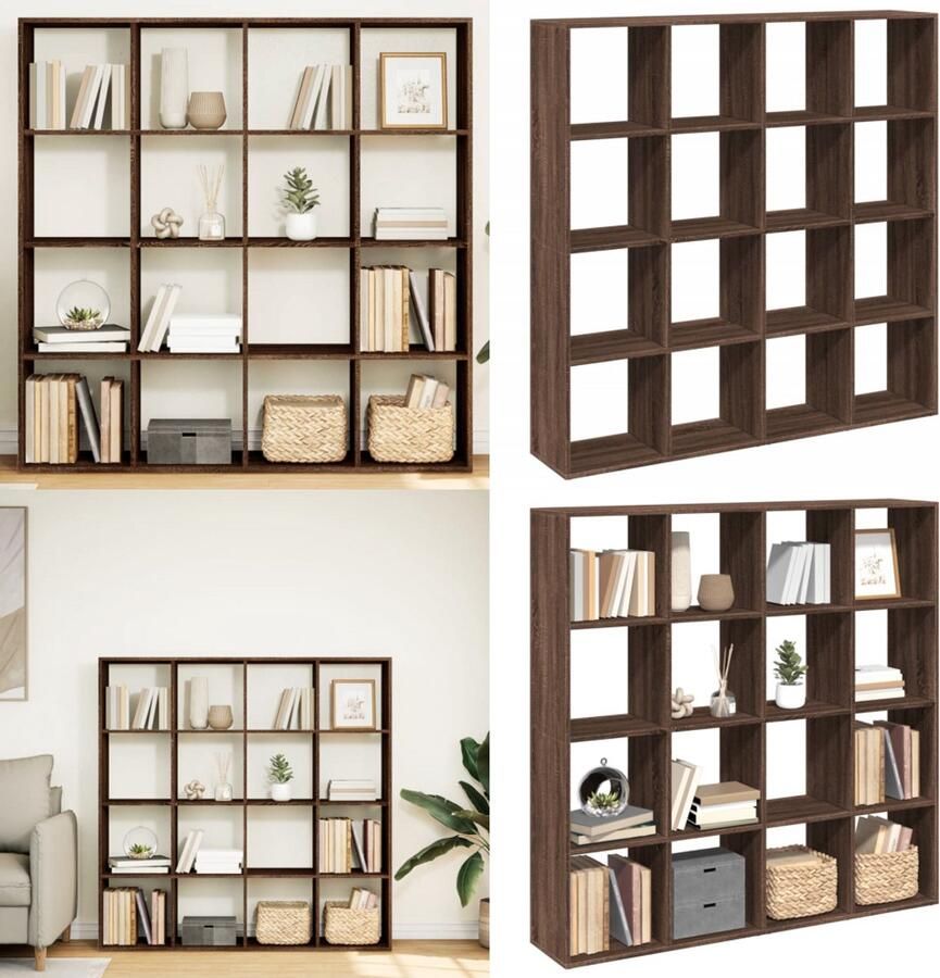 VidaXL Boekenkast 137 5x29x137 5 cm bewerkt hout bruin eikenkleur Boekenkast Boekenkasten Boeken Plank Schappenkast