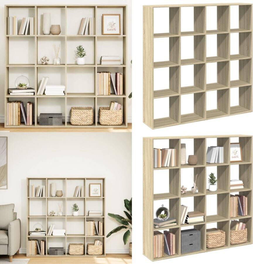 VidaXL Boekenkast 137 5x29x137 5 cm bewerkt hout sonoma eikenkleurig Boekenkast Boekenkasten Boeken Plank Schappenkast