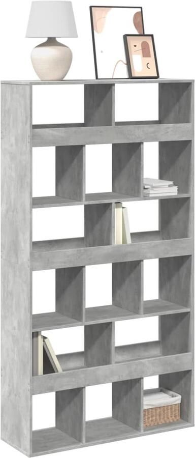 VidaXL Boekenkast 15 vakken 100x33x187 5 cm Betongrijs Boekenkast Boekenkasten Boeken Plank Schappenkast