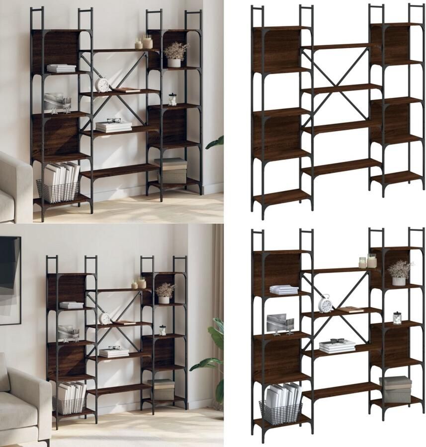 VidaXL Boekenkast 155 5x24x166 5 cm bewerkt hout bruin eikenkleur Boekenkast Boekenkasten Boeken Plank Schappenkast