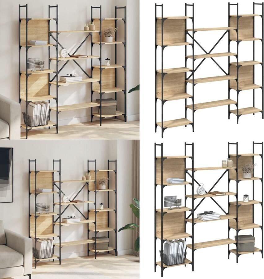 VidaXL Boekenkast 155 5x24x166 5 cm bewerkt hout sonoma eikenkleurig Boekenkast Boekenkasten Boeken Plank Schappenkast
