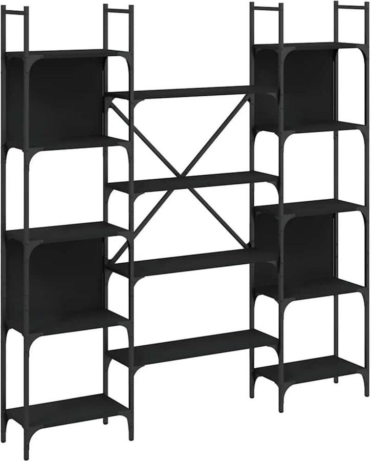VidaXL -Boekenkast-155 5x24x166 5-cm-bewerkt-hout-zwart - Foto 2