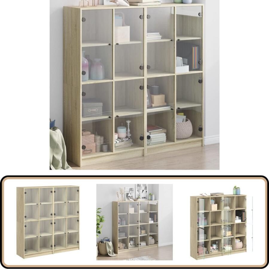 VidaXL Boekenkast 16 vakken Sonoma eikenhout Boekenkast Houten Boekenkast Eiken Boekenkast Vitrinekast Wandkast - Foto 2