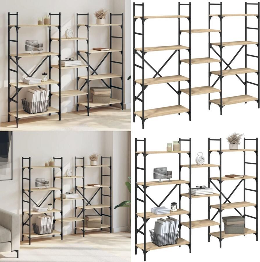 VidaXL Boekenkast 160x28 5x136 5 cm bewerkt hout sonoma eikenkleurig Boekenkast Boekenkasten Boeken Plank Schappenkast