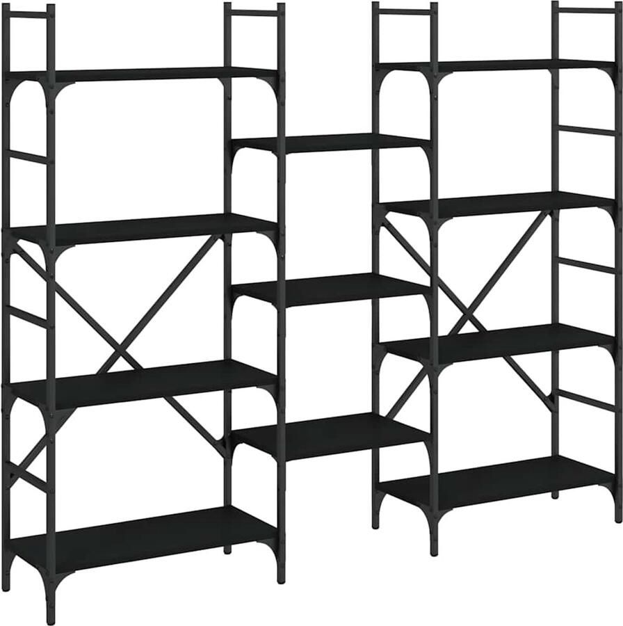 VidaXL -Boekenkast-160x28 5x136 5-cm-bewerkt-hout-zwart - Foto 2