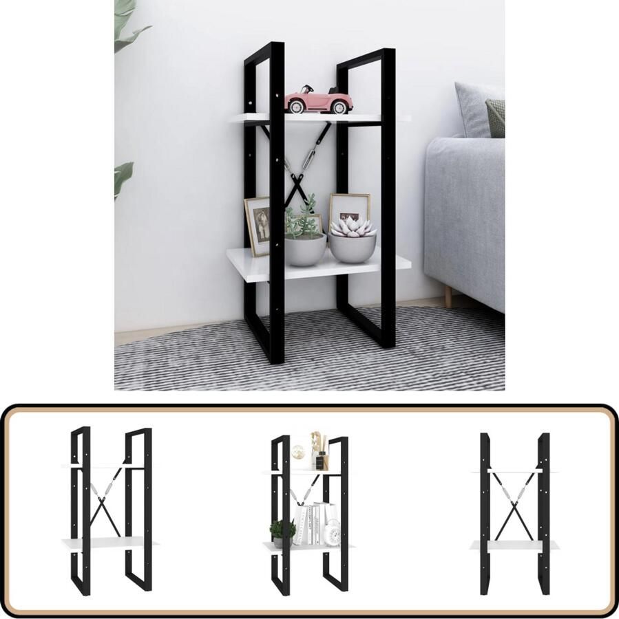 VidaXL Boekenkast 2 schappen 40x30x70 cm Wit Boekenkast Industrieel Design Houten Boekenkast Witte Boekenkast Werkbank