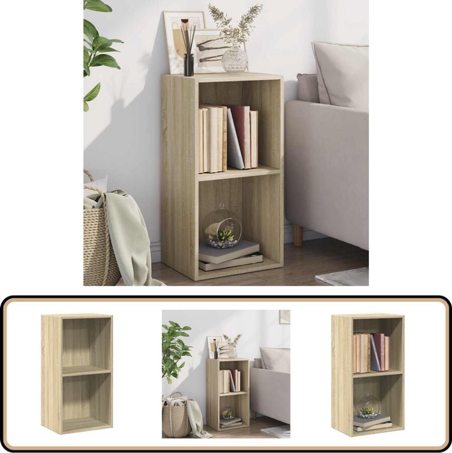 VidaXL Boekenkast 2 schappen 40x30x76 5 cm eiken Boekenkast Boekenkasten Boekenschap Boekenschappen