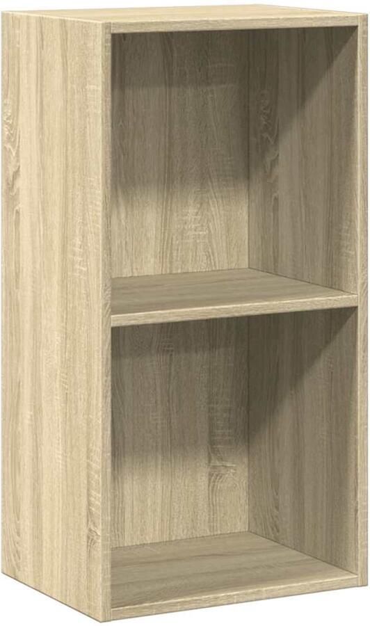 The Living Store Boekenkast met 2 schappen 40x30x76 5 cm bewerkt hout sonoma eik Boekenkasten Houten Boekenkasten Boekenplank Salontafel Opslagmeubilair - Foto 2
