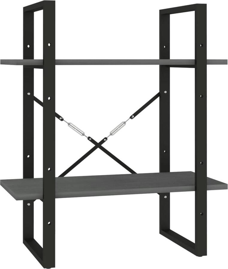 VidaXL Boekenkast 2 Schappen 60x30x70 cm Grijs Boekenkast Industrieel Design Hout Grenenhout Grijze Boekenkast Bibliotheek Opslagruimte Woonaccessoires Kamerdecoratie