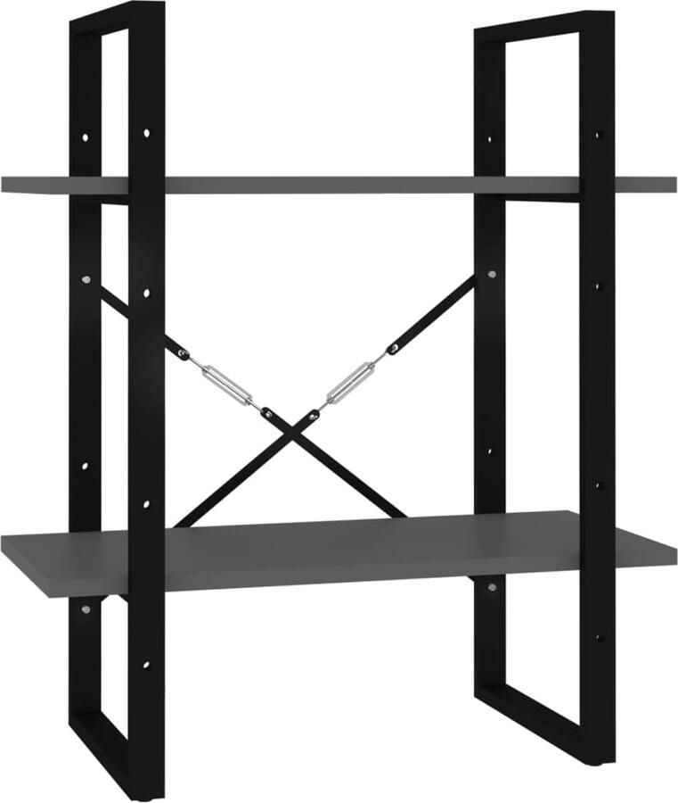 VidaXL Boekenkast 2 Schappen 60x30x70 cm Grijs Boekenkast Industrieel Design Houten Boekenkast Grijze Boekenkast Stevige Boekenkast Duurzame Boekenkast Opslagmogelijkheden Woonaccessoires Bibliotheek Interieurbouw