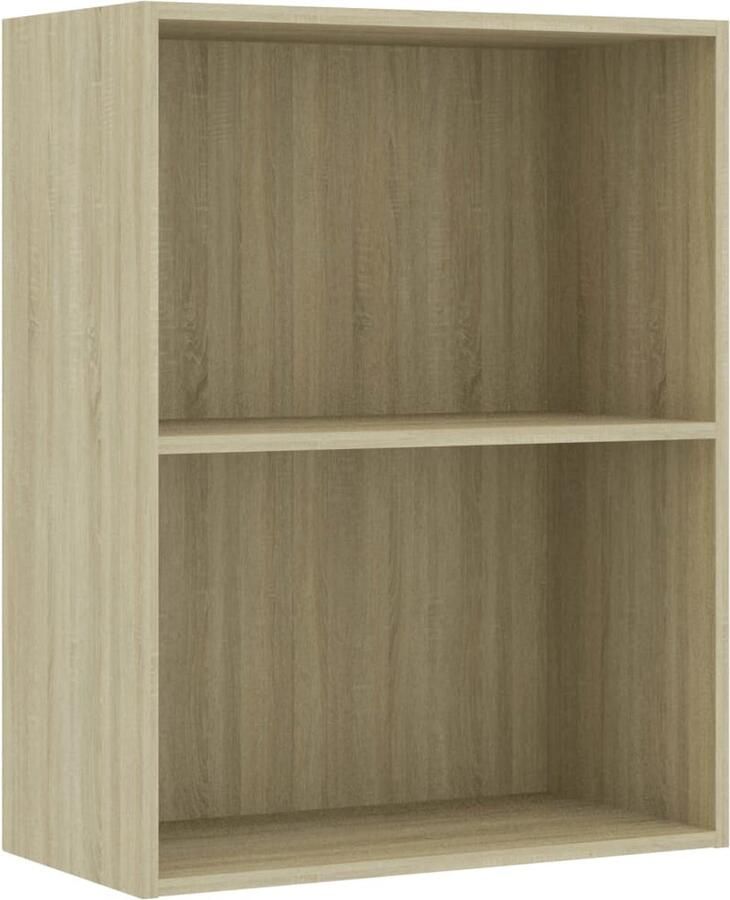 VidaXL Boekenkast 2 schappen 60x30x76 5 cm bewerkt hout sonoma eiken