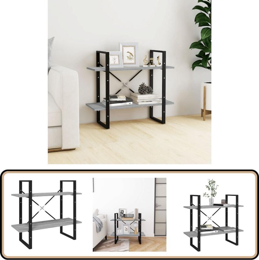 VidaXL Boekenkast 2 Schappen 80x30x70 cm Grijs Boekenkast Boekenplank Opslagruimte Interieurdecoratie Woonaccessoires