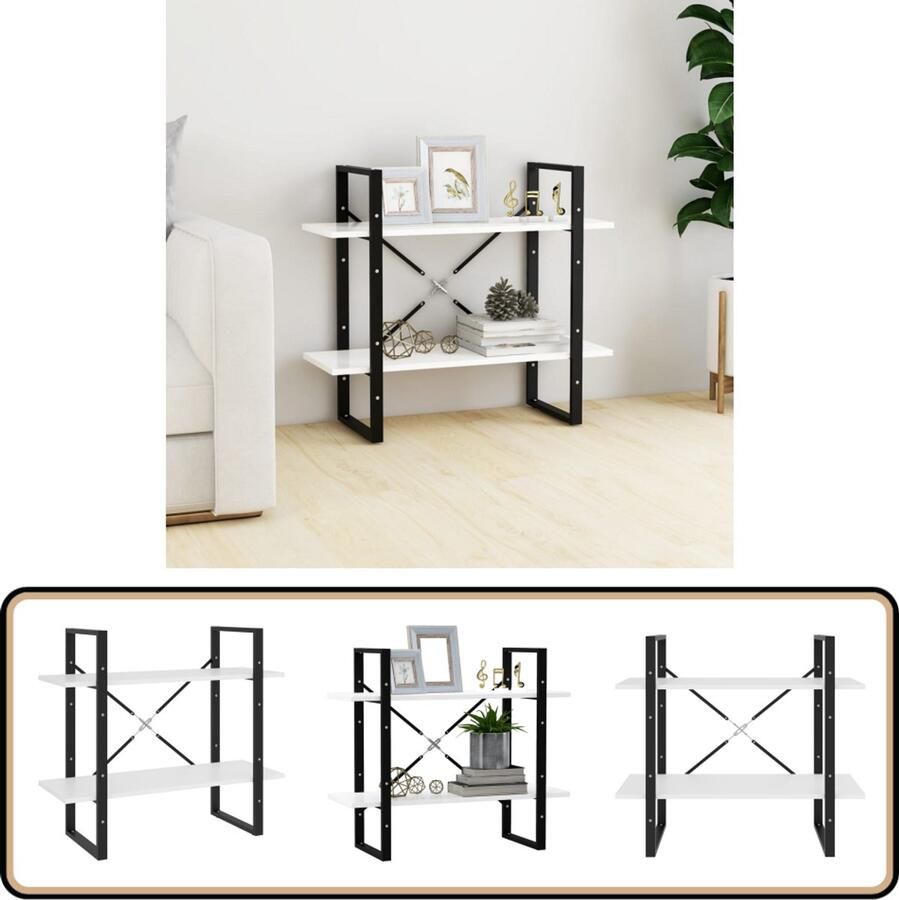 VidaXL Boekenkast 2 schappen 80x30x70 cm Wit Boekenkast Industrieel Design Witte Boekenkast Houten Boekenkast Spaanplaat Boekenkast