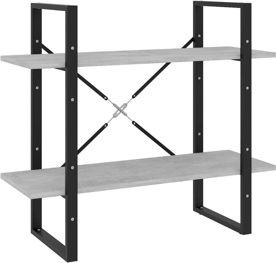 VidaXL Boekenkast 2 schappen Betongrijs 80x30x70 cm Boekenkast Industrieel Design Houten Boekenkast Grijze Boekenkast Spaanplaat Boekenkast Bergruimte Opslagruimte Woonaccessoires