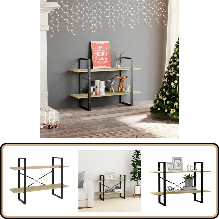 VidaXL Boekenkast 2 schappen Sonoma eiken 100x30x70 cm Boekenkast Industrieel Design Houten Boekenkast Spaanplaat Boekenkast Sonoma Eiken