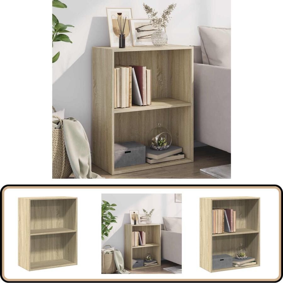 VidaXL Boekenkast 2 schappen Sonoma Eiken Boekenkast Boekenkasten Boekenschap Boekenschappen