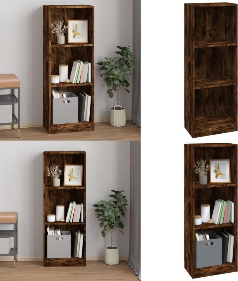 VidaXL Boekenkast 3-laags 40x24x109 cm bewerkt hout gerookt eikenkleur Boekenkast Boekenkasten Boekenschap Boekenstandaard