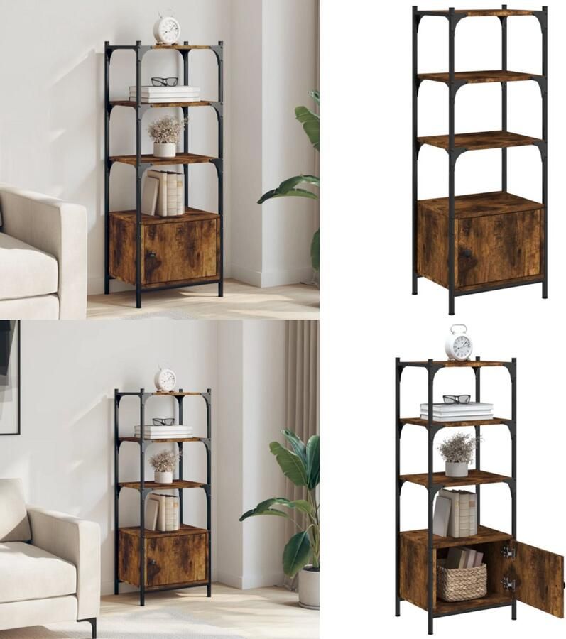 VidaXL Boekenkast 3-laags 41x30x109 5 cm bewerkt hout gerookt eiken Boekenkast Boekenkasten Boekenrek Opbergkast