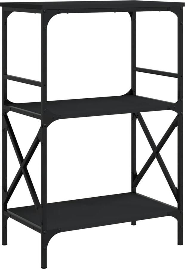 VidaXL -Boekenkast-3-laags-59x35x90 5-cm-bewerkt-hout-zwart - Foto 2